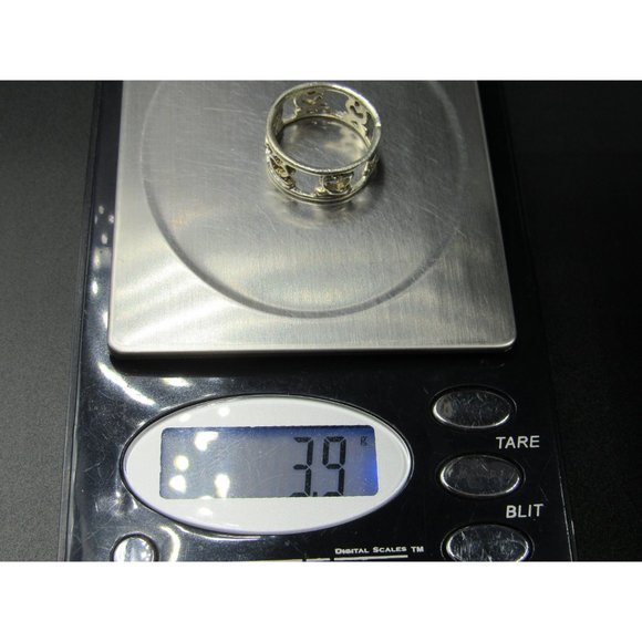 Size 6.5 Sterling Silver Rustic Unique Hearts Band Ring Vintage Statement - Picture 7 of 7